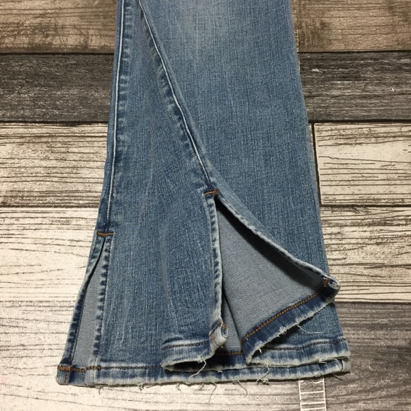 Express Skyscraper Mid Rise Jeans Women’s L Short 12/14/16 Blue Split Hem - Picture 6 of 10